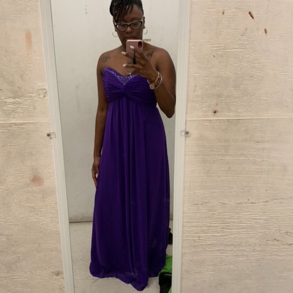 David’s bridal purple strapless dress